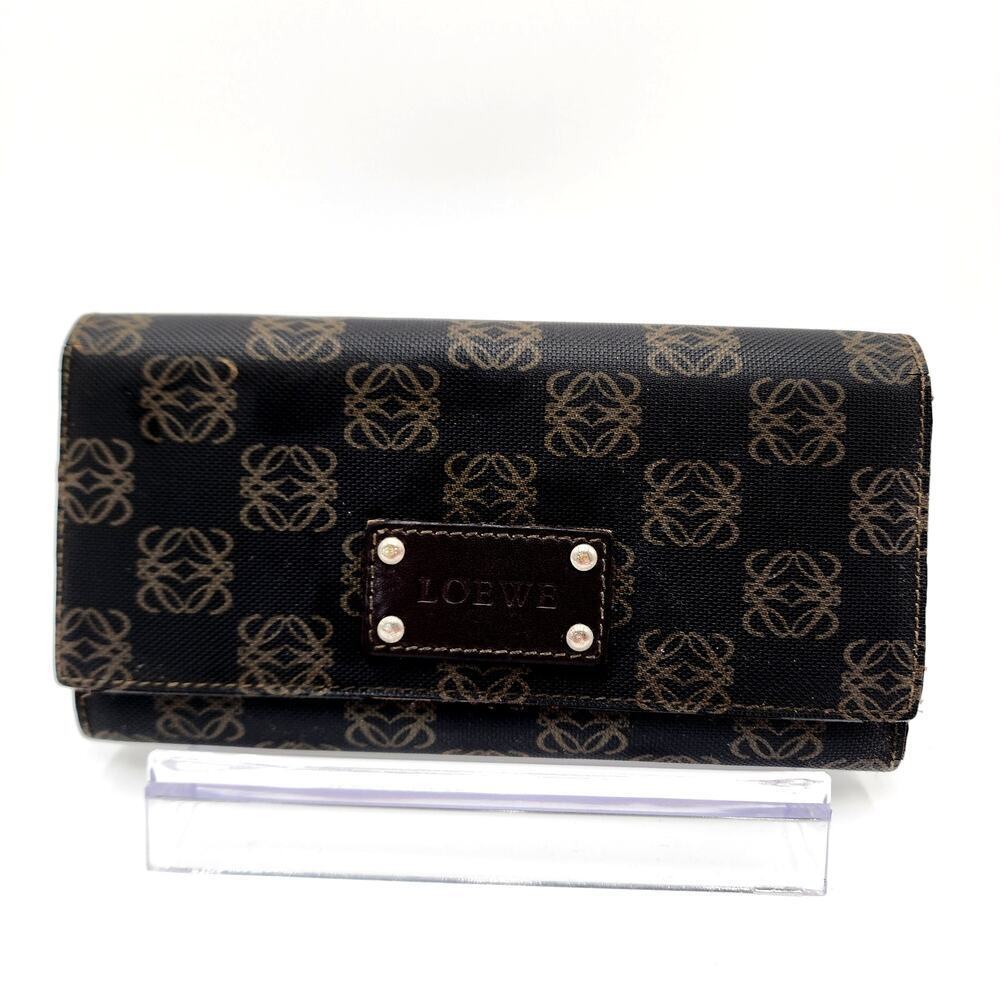 LOEWE Vintage Anagram Printed PVC Leather Long Wallet LOGO Purse